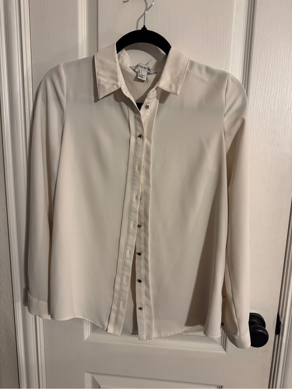 Forever 21 Cream Button-Down Blouse
